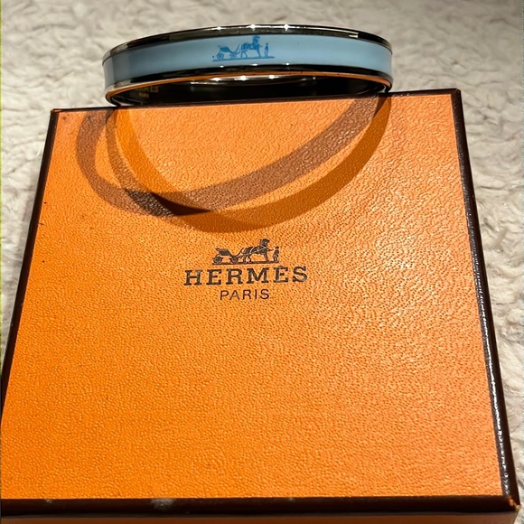 HERMES Bangle Bracelet, Authentic, Light Blue 62mm Austria - Picture 3 of 8